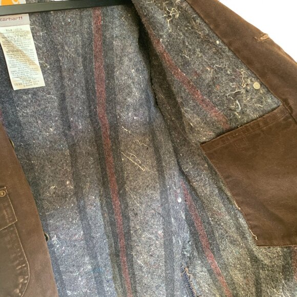 Vintage Carhartt Men's Blanket Lined Chore Coat Loose Fit Brown Work Jacket SzXL - Picture 5 of 5